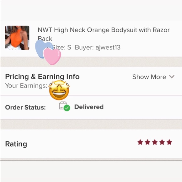 NWT High Neck Bright Orange Bodysuit - Picture 6 of 6